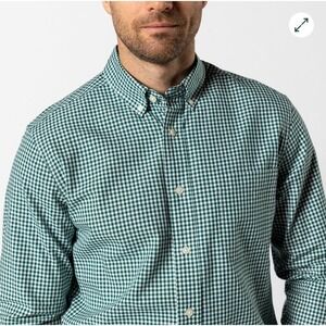 Duck Head Mens Performance Gingham Button Down Shirt Tidal Green XS